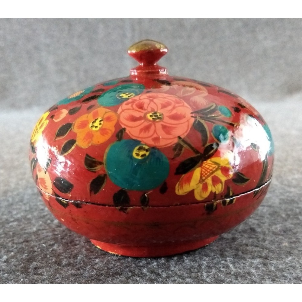 Enesco Floral Wooden Trinket Box Handpainted‎ Museum American Folk Art Gift Box - Picture 6 of 16